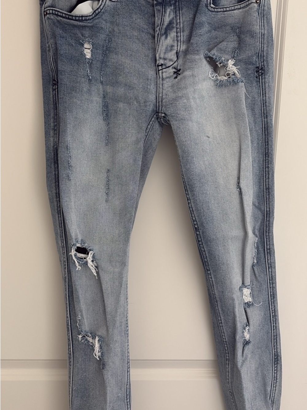 Ksubi Washed Light Blue Distressed Skinny Jeans